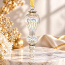 Egyptian Hand Blown Glass Christmas Ornament, Ribbed Finial Ornament, Teardrop Drop Bauble, Artisan Glass Holiday Tree Decoration