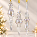 Set of 3 Hand Blown Glass Finial Ornaments, Beaded Icicle Christmas Ornaments, Egyptian Glass Tree Decor, Handmade Holiday Gift Set