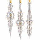 Set of 3 Hand Blown Glass Finial Ornaments, Beaded Icicle Christmas Ornaments, Egyptian Glass Tree Decor, Handmade Holiday Gift Set