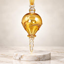 Hand Blown Glass Finial Ornament, Teardrop Christmas Ornament, Egyptian Artisan Glass, 14K Gold Accents, Handmade Holiday Decor