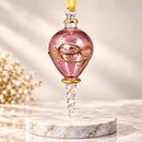 Hand Blown Glass Finial Ornament, Teardrop Christmas Ornament, Egyptian Artisan Glass, 14K Gold Accents, Handmade Holiday Decor