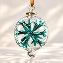 Egyptian Hand Blown Glass Christmas Ornament, Floral Globe Bauble, Sculpted Flower Design, Artisan Glass Holiday Tree Decoration