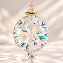 Egyptian Hand Blown Glass Christmas Ornament, Floral Globe Bauble, Sculpted Flower Design, Artisan Glass Holiday Tree Decoration