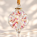 Egyptian Hand Blown Glass Christmas Ornament, Floral Globe Bauble, Sculpted Flower Design, Artisan Glass Holiday Tree Decoration
