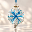 Egyptian Hand Blown Glass Christmas Ornament, Floral Globe Bauble, Sculpted Flower Design, Artisan Glass Holiday Tree Decoration