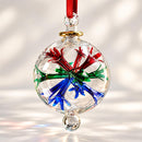 Egyptian Hand Blown Glass Christmas Ornament, Floral Globe Bauble, Sculpted Flower Design, Artisan Glass Holiday Tree Decoration