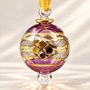 Hand Blown Glass Christmas Ornament, Geometric Globe Ornament, Egyptian Handmade Glass Bauble, Artisan Holiday Decor, Unique Christmas Gift