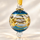 Hand Blown Glass Christmas Ornament, Geometric Globe Ornament, Egyptian Handmade Glass Bauble, Artisan Holiday Decor, Unique Christmas Gift