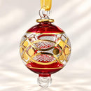 Hand Blown Glass Christmas Ornament, Geometric Globe Ornament, Egyptian Handmade Glass Bauble, Artisan Holiday Decor, Unique Christmas Gift