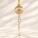 Hand Blown Glass Finial Ornament, Lattice Globe Christmas Ornament, Long Icicle Drop, Egyptian Glass Tree Decor, Handmade Holiday Gif