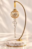 Hand Blown Glass Finial Ornament, Lattice Globe Christmas Ornament, Long Icicle Drop, Egyptian Glass Tree Decor, Handmade Holiday Gif