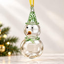 Egyptian Hand Blown Glass Snowman Ornament, Whimsical Snowman Christmas Ornament, Artisan Glass Tree Decoration, Holiday Gift