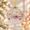 Hand Blown Glass Scrollwork Globe Ornament, Egyptian Christmas Ornament, 14K Gold Accents, Artisan Glass Holiday Decor, Unique Gift