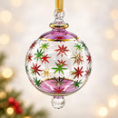 Egyptian Hand Blown Glass Christmas Ornament, Starburst Globe Bauble, Hand Painted Holiday Stars, Artisan Glass Tree Decoration
