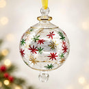 Egyptian Hand Blown Glass Christmas Ornament, Starburst Globe Bauble, Hand Painted Holiday Stars, Artisan Glass Tree Decoration