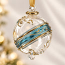 Hand Blown Glass Round Swirl Ornament, Sculpted Wave Christmas Bauble, Egyptian Artisan Glass, 14K Gold Accents, Handmade Holiday Decor