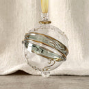 Hand Blown Glass Round Swirl Ornament, Sculpted Wave Christmas Bauble, Egyptian Artisan Glass, 14K Gold Accents, Handmade Holiday Decor