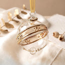 Hand Blown Glass Round Swirl Ornament, Sculpted Wave Christmas Bauble, Egyptian Artisan Glass, 14K Gold Accents, Handmade Holiday Decor