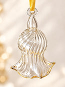 Hand Blown Glass Bell Ornament, Ribbed Ruffle Bell Design, Egyptian Handmade Christmas Ornament, Artisan Glass Holiday Tree Decor
