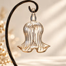 Hand Blown Glass Bell Ornament, Ribbed Ruffle Bell Design, Egyptian Handmade Christmas Ornament, Artisan Glass Holiday Tree Decor