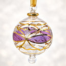 Mouth Blown Glass Christmas Ornament, Ornate Starburst Globe Ornament, Egyptian Glass Bauble, Artisan Holiday Decor Unique Gift 14K Gold
