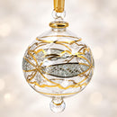 Mouth Blown Glass Christmas Ornament, Ornate Starburst Globe Ornament, Egyptian Glass Bauble, Artisan Holiday Decor Unique Gift 14K Gold