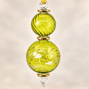 Hand Blown Glass Double Globe Ornament, Hand Painted Floral Swirl Design, Egyptian Handmade Christmas Ornament, Artisan Glass Tree Decor