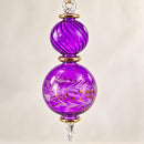 Hand Blown Glass Double Globe Ornament, Hand Painted Floral Swirl Design, Egyptian Handmade Christmas Ornament, Artisan Glass Tree Decor
