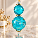 Hand Blown Glass Double Globe Ornament, Hand Painted Floral Swirl Design, Egyptian Handmade Christmas Ornament, Artisan Glass Tree Decor