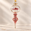 Hand Blown Glass Finial Ornament, Spiral Icicle Christmas Ornament, Clear Globe Ornament, Egyptian Art Glass, Gold Accent Holiday Decor