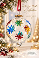 Hand Blown Glass Christmas Ornament, Hand Painted Starburst Bauble, Snowflake Inspired Ornament, Egyptian Glass Holiday Decor, Artisan Gift