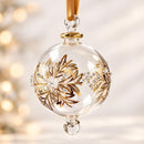 Hand Blown Glass Globe Ornament, Botanical Leaf & Berry Design, Egyptian Handmade Christmas Ornament, Artisan Glass Holiday Tree Decor