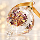 Hand Blown Glass Globe Ornament, Botanical Leaf & Berry Design, Egyptian Handmade Christmas Ornament, Artisan Glass Holiday Tree Decor