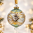 Hand Blown Glass Jeweled Globe Ornament, Egyptian Christmas Ornament, 14K Gold Accents, Ornate Artisan Holiday Decor, Unique Gift