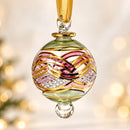 Small Hand Blown Glass Globe Ornament, Geometric Wave & Lattice Design, Egyptian Handmade Christmas Ornament, Artisan Glass Tree Decor