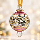 Small Hand Blown Glass Globe Ornament, Geometric Wave & Lattice Design, Egyptian Handmade Christmas Ornament, Artisan Glass Tree Decor