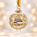 Hand Blown Glass Globe Ornament, Egyptian Handmade Christmas Ornament, Gold Accent Holiday Decor, Artisan Glass Bauble, Unique Gift