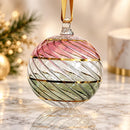 Hand Blown Glass Ornament, Spiral Ribbed Christmas Bauble, Swirl Glass Ornament, Egyptian Glass Holiday Decor, Artisan Christmas Gift