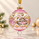 Egyptian Hand Blown Glass Christmas Ornament, Hand Painted Globe Bauble, Geometric Mosaic Design, Gold Detailed Artisan Holiday Decor