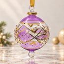 Egyptian Hand Blown Glass Christmas Ornament, Hand Painted Globe Bauble, Geometric Mosaic Design, Gold Detailed Artisan Holiday Decor