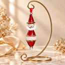 Hand Blown Glass Santa Claus Ornament, Sculpted Santa Finial Christmas Ornament, Egyptian Artisan Glass, 14K Gold Accents, Holiday Gift