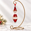 Hand Blown Glass Santa Claus Ornament, Sculpted Santa Finial Christmas Ornament, Egyptian Artisan Glass, 14K Gold Accents, Holiday Gift