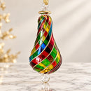 Hand Blown Glass Finial Ornament, Spiral Swirl Christmas Ornament, Egyptian Art Glass, Gold Accent Holiday Decor, Unique Christmas Gift