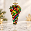 Hand Blown Glass Finial Ornament, Spiral Swirl Christmas Ornament, Egyptian Art Glass, Gold Accent Holiday Decor, Unique Christmas Gift