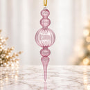 Hand Blown Glass Finial Ornament, Ribbed Tiered Christmas Ornament, Egyptian Artisan Glass, Handmade Holiday Decor, Unique Gift