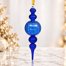 Hand Blown Glass Finial Ornament, Ribbed Tiered Christmas Ornament, Egyptian Artisan Glass, Handmade Holiday Decor, Unique Gift