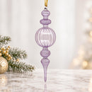 Hand Blown Glass Finial Ornament, Ribbed Tiered Christmas Ornament, Egyptian Artisan Glass, Handmade Holiday Decor, Unique Gift