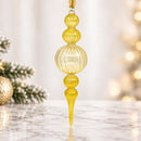Hand Blown Glass Finial Ornament, Ribbed Tiered Christmas Ornament, Egyptian Artisan Glass, Handmade Holiday Decor, Unique Gift