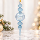 Hand Blown Glass Finial Ornament, Ribbed Tiered Christmas Ornament, Egyptian Artisan Glass, Handmade Holiday Decor, Unique Gift