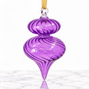 Hand Blown Glass Onion Ornament, Swirl Ribbed Teardrop Christmas Ornament, Egyptian Handmade Glass, Unique Holiday Tree Decoration, Gift
